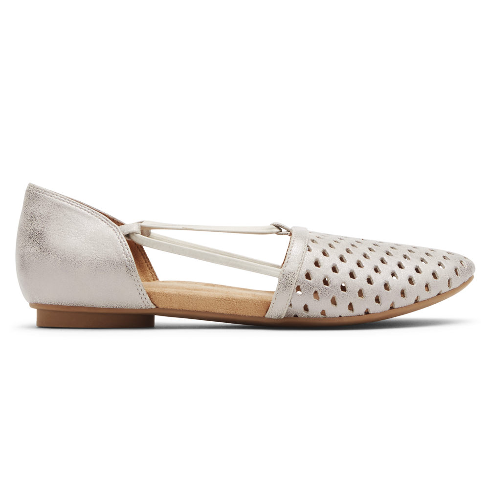 Rockport Flats Sko Dame Hvite - Reagan Perforated - FJKE51096